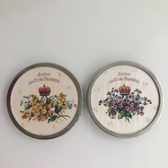 NWOT-PAIR Floral+Crown French Soap Label Coasters - Picture 4 of 5